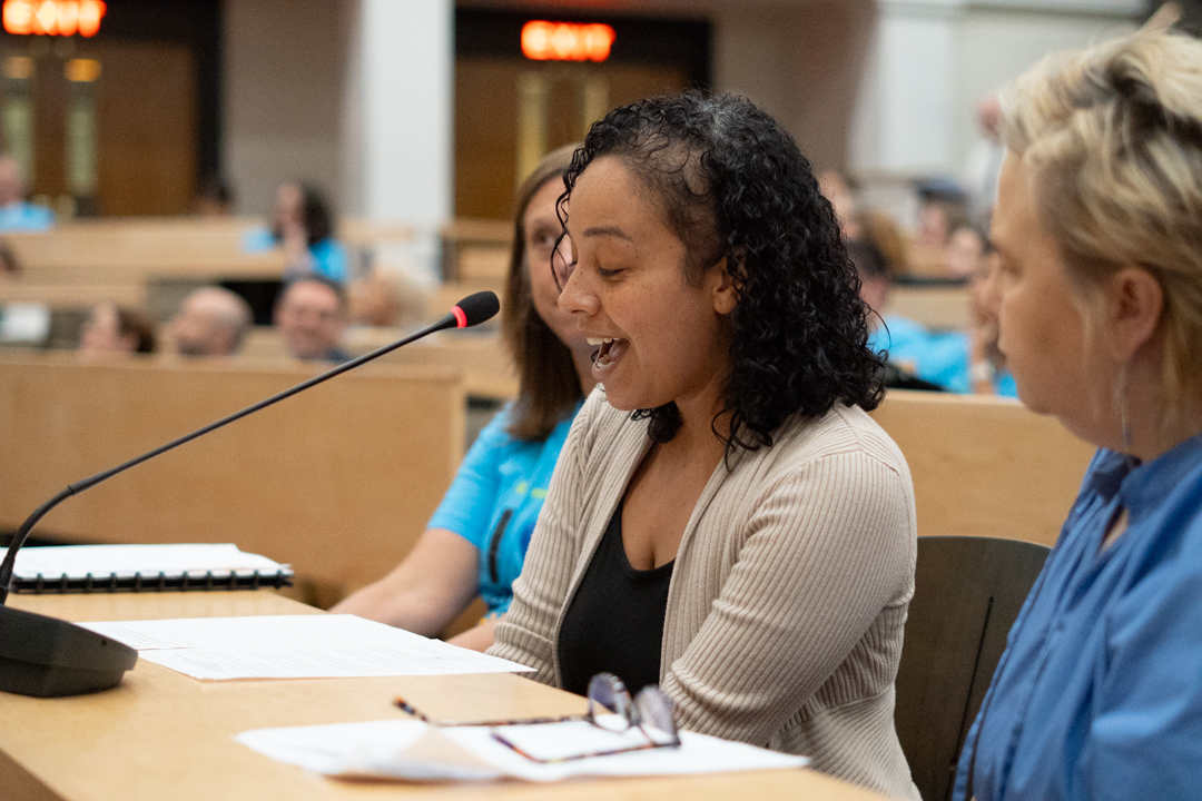 Angela Gonzalez shares her experience with Phoenix Charter Academy before the committee